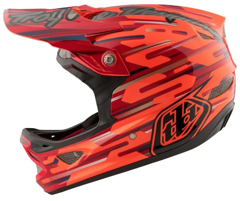 Bicycle helmet strength aid-Troy Lee Designs D3 Composite Full Face Helmet - Code Orange