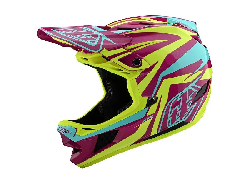 Bicycle helmet habitat friendly-Troy Lee Designs D4 Composite Full Face Helmet - Slash - Purple-Yellow - 2020