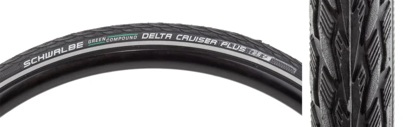 Schwalbe Delta Cruiser Plus Hybrid Tire 700x28C Folding Clincher GreenCompound PunctureGuard 50TPI Black