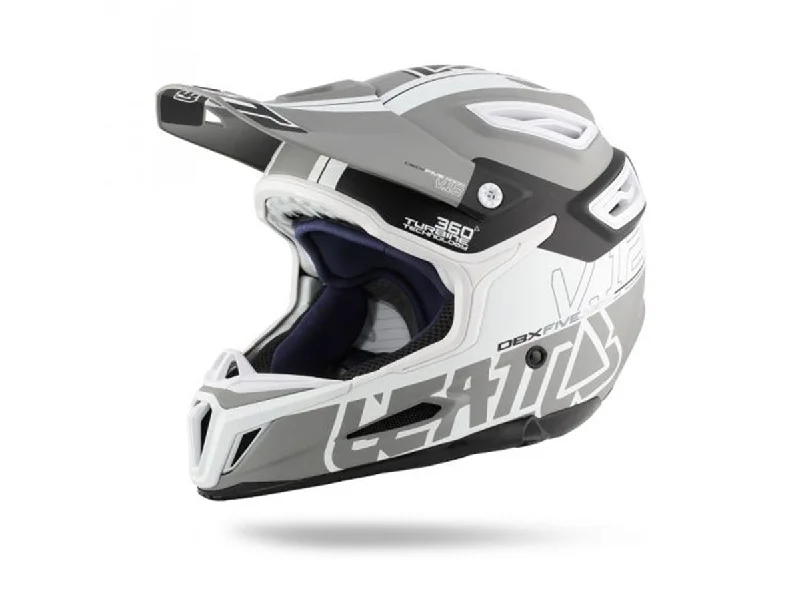 Bicycle helmet safety advocate-Leatt DBX 5.0 V12 Full Face Helmet - Gray-Black-White