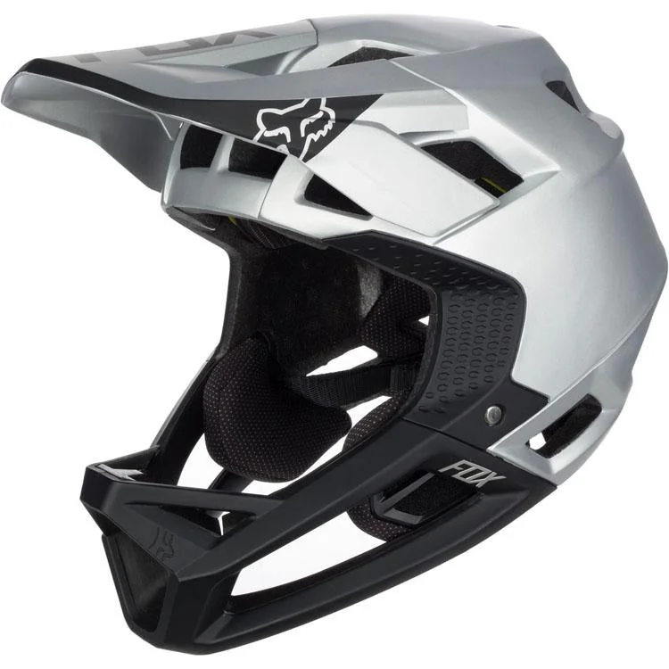 Bicycle helmet scalp fit-Fox Racing Proframe Moth Full Face Helmet - Black-Silver - Duplicate