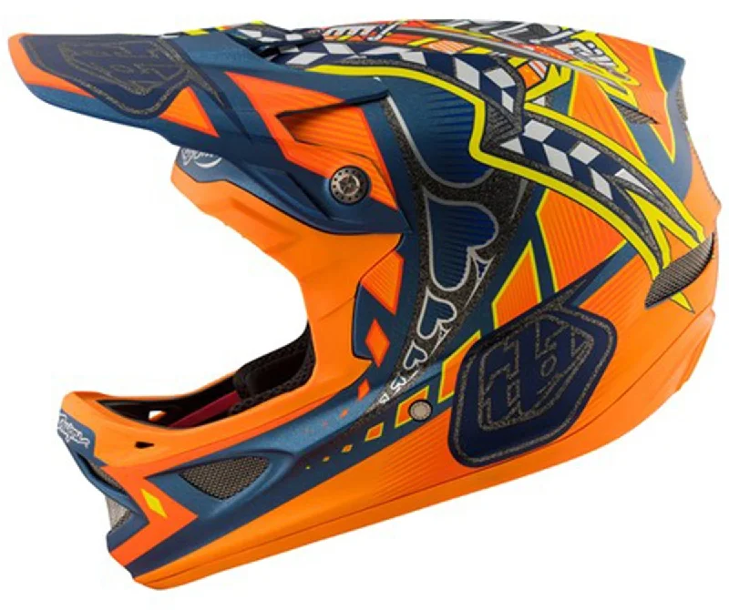 Bicycle helmet recovery aid-Troy Lee Designs D3 Composite Full Face Helmet - Longshot Orange