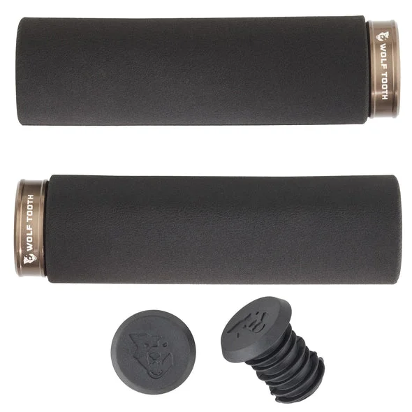 green compact bicycle grips-Wolf Tooth Components Lock-On Fat Paw Grip - Black-Espresso