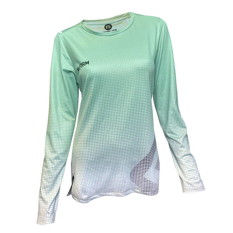 cycling clothing with tidy design-G-Form Fade Long Sleeve MTB Jersey - Womens - Mint