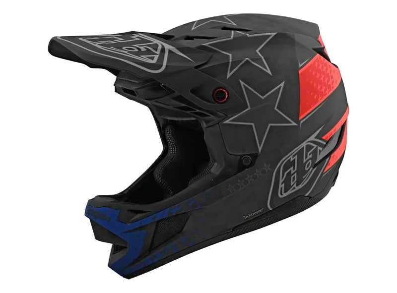 Bicycle helmet speed tuned-Troy Lee Designs D4 Carbon Full Face Helmet - Freedom - Black-Red - 2020