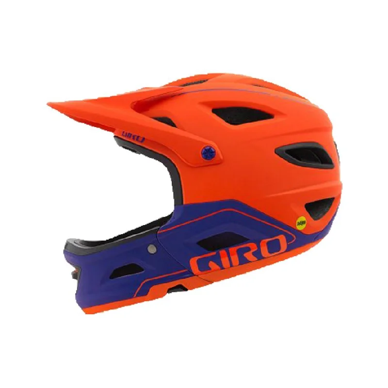 Bicycle helmet slide gear-Giro Switchblade MIPS Full Face Helmet - Matt Vermillion-Purple