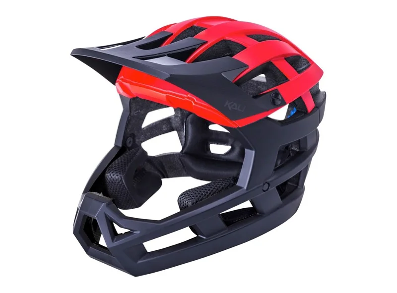 Bicycle helmet modern tech-Kali Invader 2.0 Enduro Helmet - Matt Black-Red