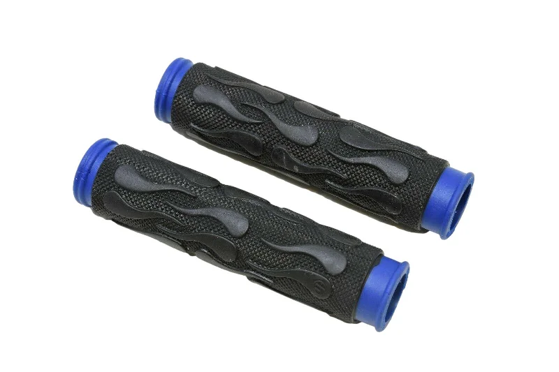 electric adventure bicycle grips-Quality Herrmans Bike Handlebar Non Slip Grips Black Blue Dual Layer MTB 130mm