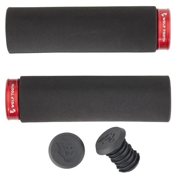 composite impact-resistant grips-Wolf Tooth Components Lock-On Fat Paw Grip - Black-Red