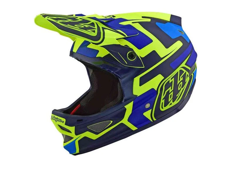 Bicycle helmet factory set-Troy Lee Designs D3 Fiberlite Full Face Helmet - Speedcode - Yellow-Blue