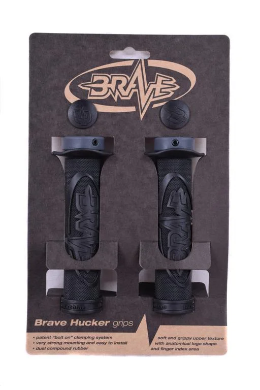 carbon fiber torque-resistant grips-BRAVE 'HUCKER’ HANDLEBAR GRIPS LOCK-ON 22.2mm SINGLE BLACK LOCK RING 65% OFF