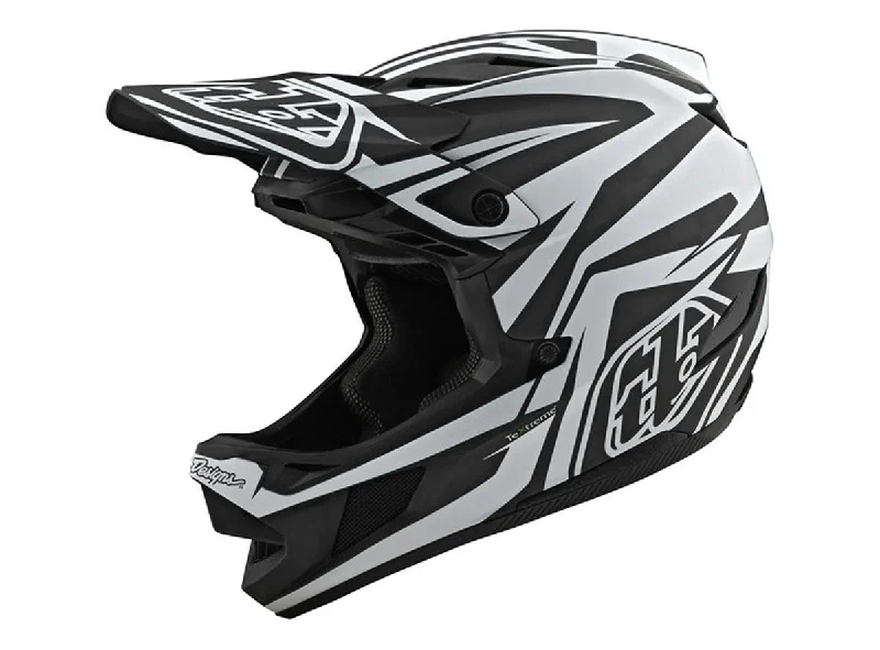 Bicycle helmet vegan friendly-Troy Lee Designs D4 Carbon Full Face Helmet - Slash - Black-White - 2020