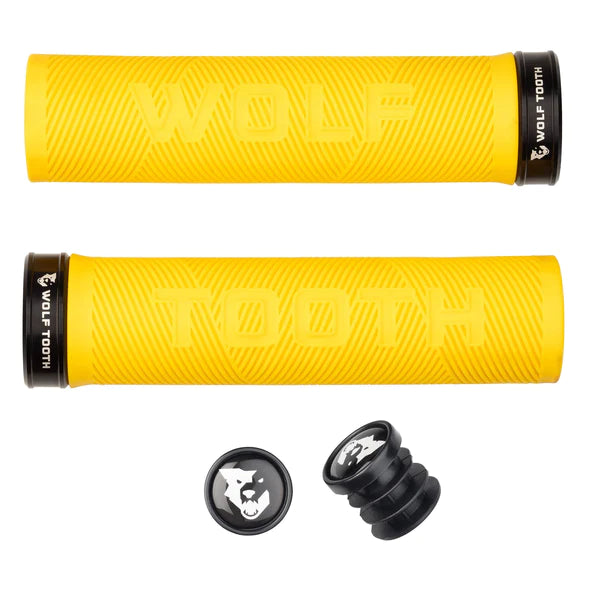 custom rainproof bike grips-Wolf Tooth Components Echo Lock-On MTB Grips – Yellow