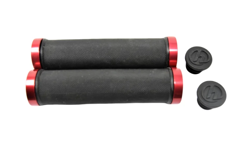 flexible impact-resistant bike grips-Herrmans DD28 Double Lock-on MTB Bike Handlebar Grips Black & Red 55% Off RRP