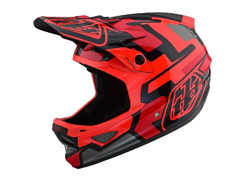 Bicycle helmet instant fit-Troy Lee Designs D3 Fiberlite Full Face Helmet - Speedcode - Red