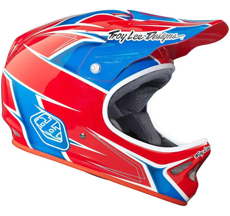 Bicycle helmet mood fit-Troy Lee Designs D2 Turbo Full Face Helmet - Red-White-Blue