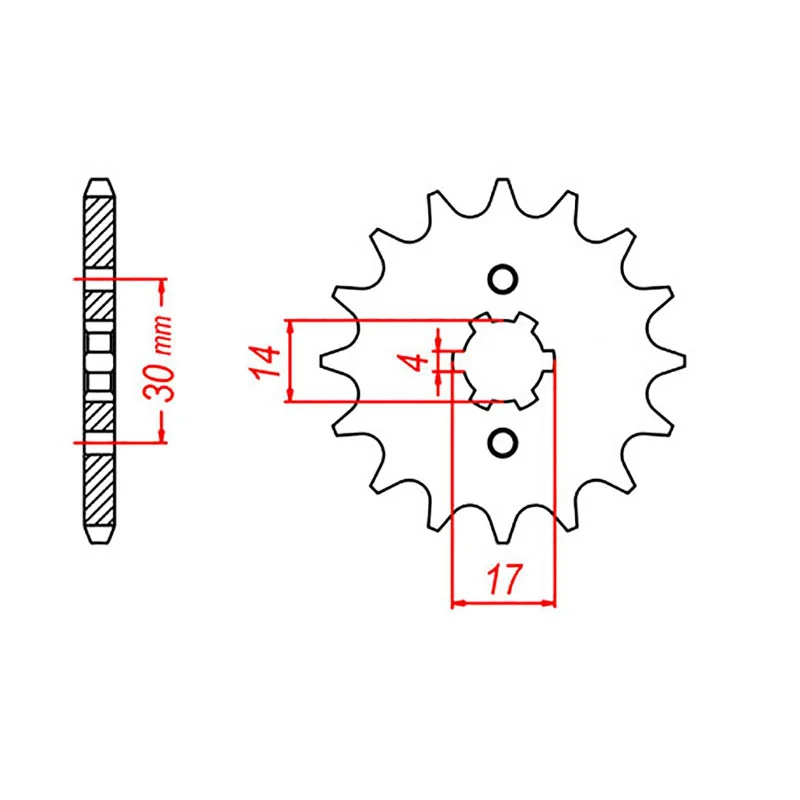 Reflective MTB trunks-MTX 273 Steel Front Sprocket #428 (14T) (10-273-14)