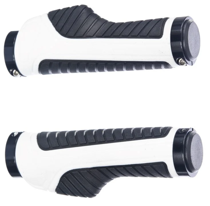 waterproof polished bike grips-High Quality Handlebar Grips With Ergonomic Lock On - Black and White 130mm