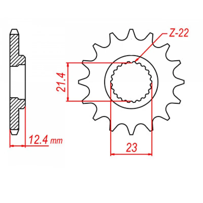 Flexible base layer-MTX 1593 Steel Front Sprocket #520 (14T) (10-593-14)