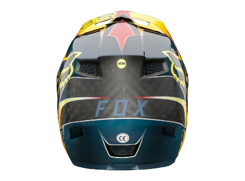 Bicycle helmet skill gear-Fox Racing Rampage Pro Carbon Kustom Full Face Helmet - Red-Yellow