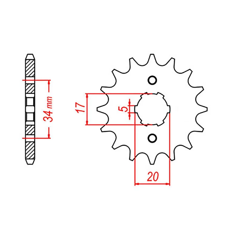 Tough arm pads-MTX 1264 Steel Front Sprocket #428 (15T) (10-264-15)