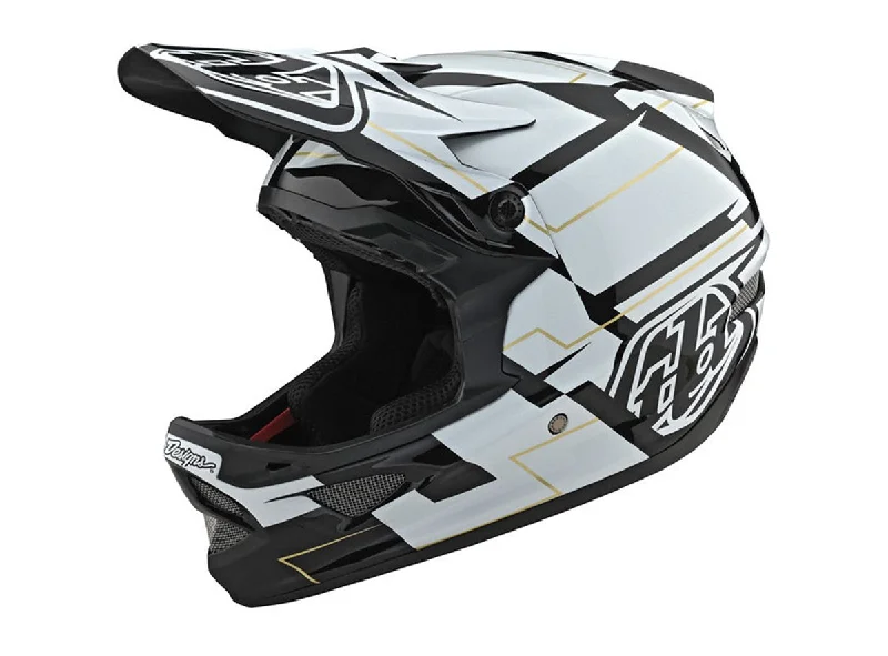 Bicycle helmet dirt repellent-Troy Lee Designs D3 Fiberlite Full Face Helmet - Vertigo - Black-White - 2021