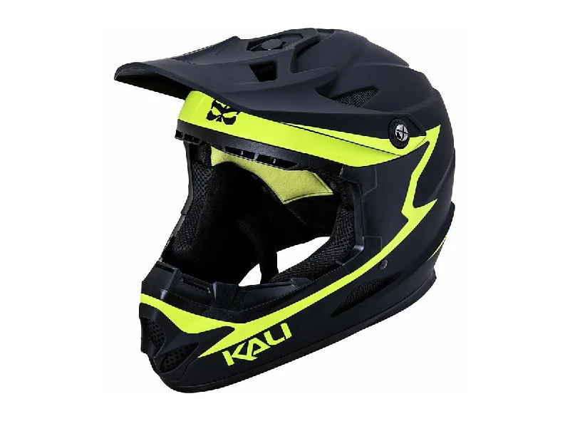 Bicycle helmet hair friendly-Kali Zoka Full Face Helmet - Rekoning - Youth - Matt Black-Fluo Yellow