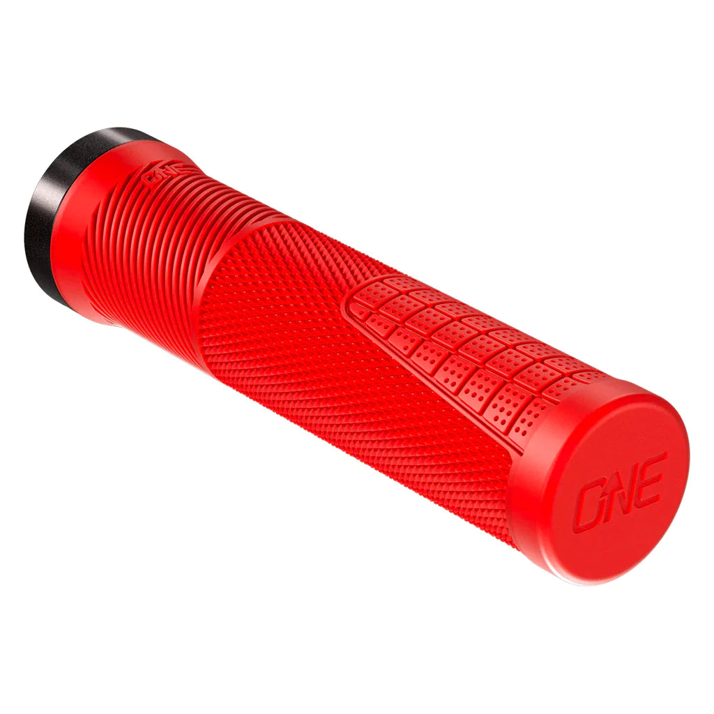 durable titanium bike grips-OneUp Thin Lock-On MTB Grips - Red