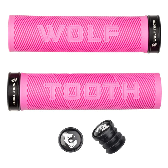 electric reinforced bike grips-Wolf Tooth Components Echo Lock-On MTB Grips – Pink