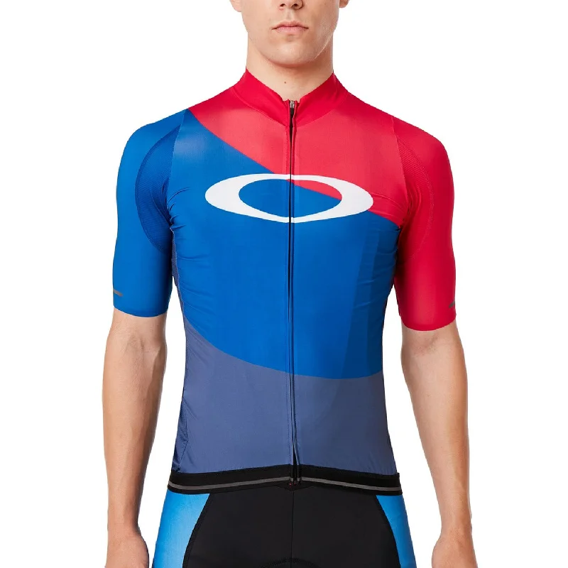 cycling clothing with deep coverage-Maglia Oakley Aero - Blu rosa