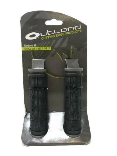 blue rainproof bike grips-Outland Enduro 12 Dual Density Bicycle Handlebar Grips - Black