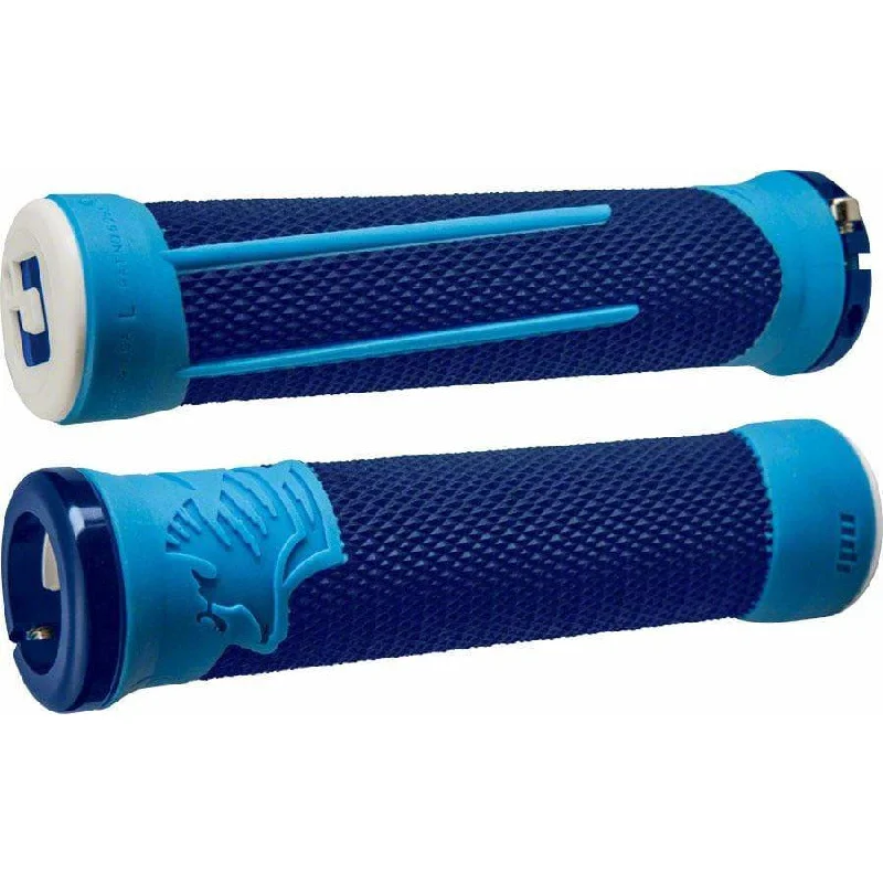 ribbed titanium bike grips-AG2 Bike Handlebar Grips - Blue/LIght Blue, Lock-On