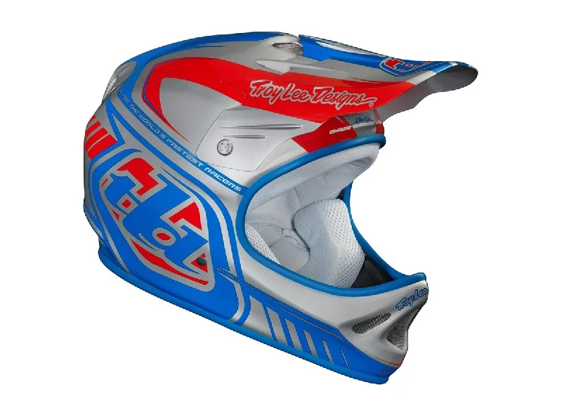 Bicycle helmet practical buy-Troy Lee Designs D2 Delta Full Face Helmet - Silver-Blue