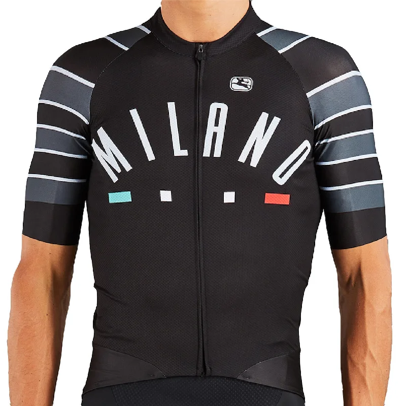 cycling clothing with raised necks-Maglia Giordana Scatto Pro Moda Milano - Nero grigio