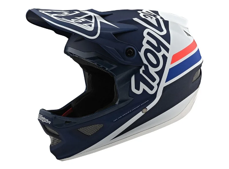 Bicycle helmet hybrid materials-Troy Lee Designs D3 Fiberlite Full Face Helmet - Silhouette - Navy-White- 2020