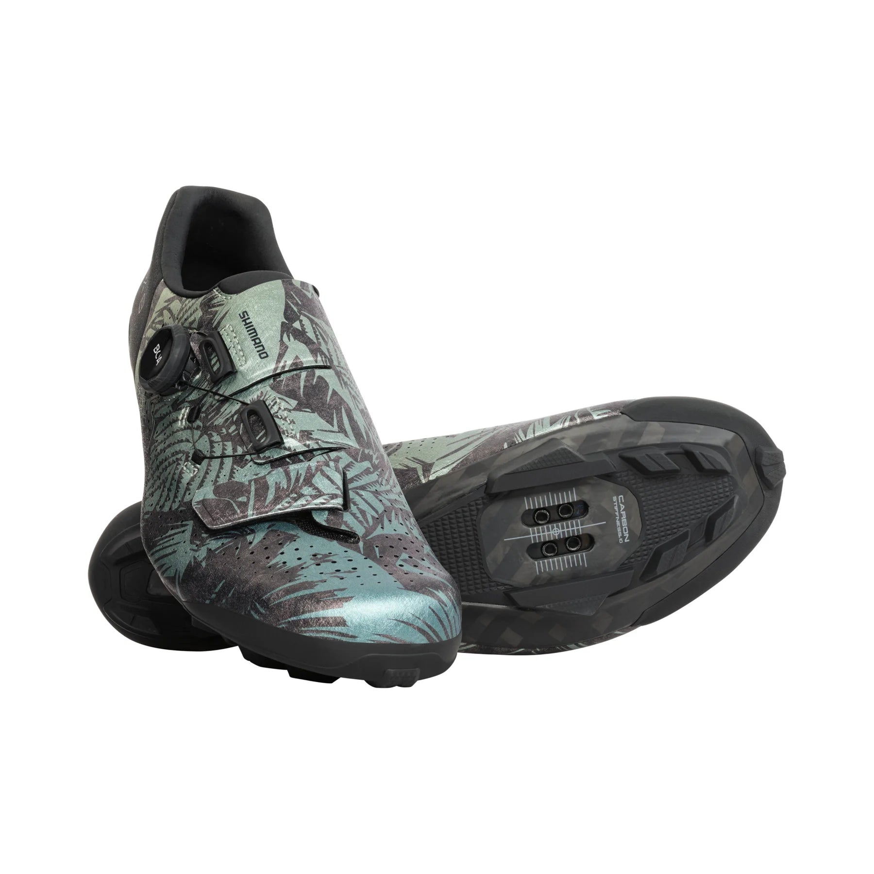 cycling clothing with loose cuffs-Shimano RX801 Gravel Shoe - Special Edition - Wide - Tropical Leaves