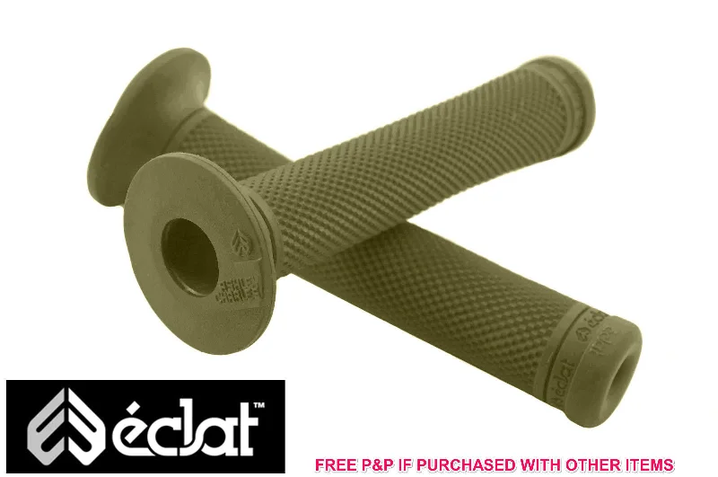 sweat-absorbent adventure bicycle grips-ECLAT ASHLEY CHARLES SIGNATURE BMX HANDLEBAR GRIPS, ELASTOMER RUBBER OLIVE