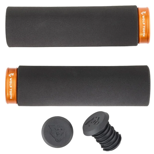 extra long senior bicycle grips-Wolf Tooth Components Lock-On Fat Paw Grip - Black-Orange