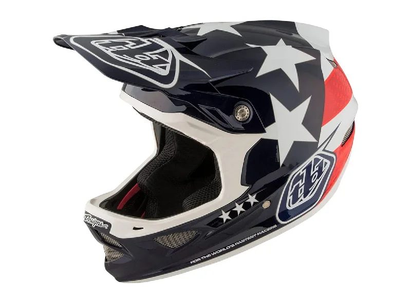 Bicycle helmet current buy-Troy Lee Designs D3 Carbon MIPS Full Face Helmet - Freedom - Blue - 2018