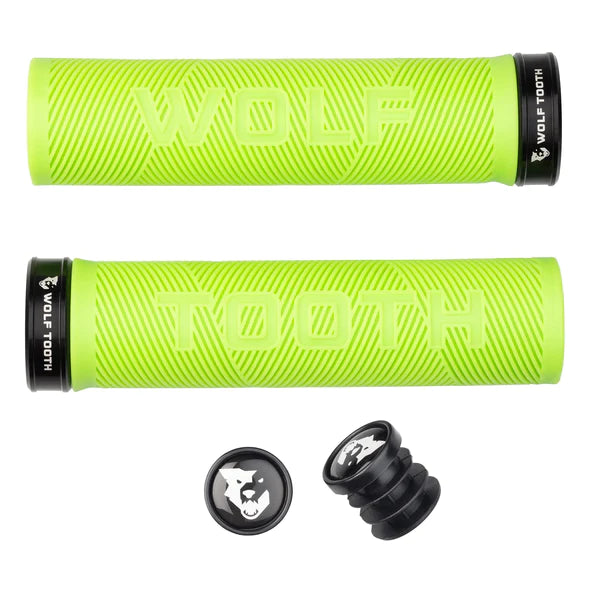 ribbed plain bike grips-Wolf Tooth Components Echo Lock-On MTB Grips – Green