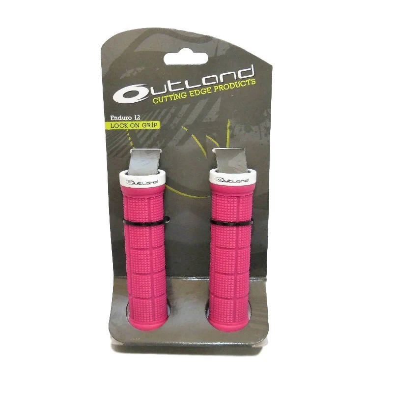 colorful single-layer bike grips-Outland Enduro 12 Lock-On Handlebar Grips - Pink