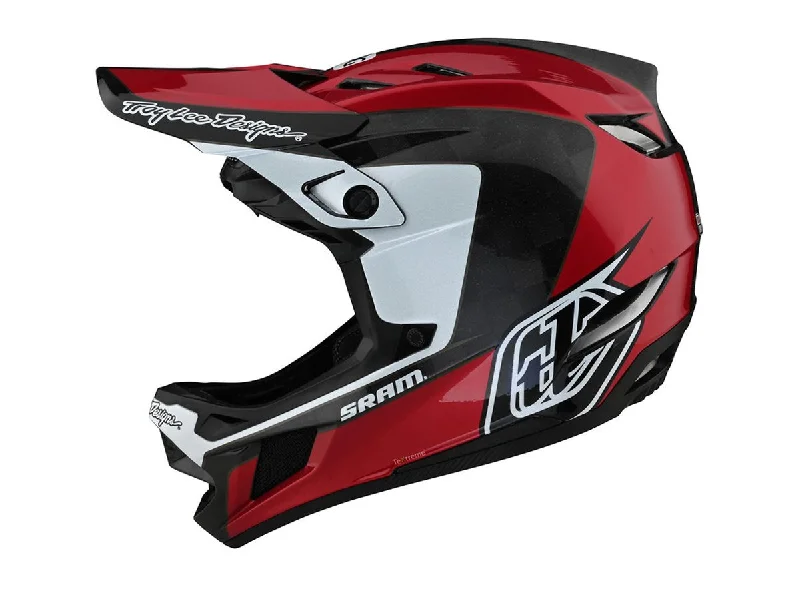 Bicycle helmet comfort tuned-Troy Lee Designs D4 Carbon Full Face Helmet - Corsa - SRAM Red - 2021