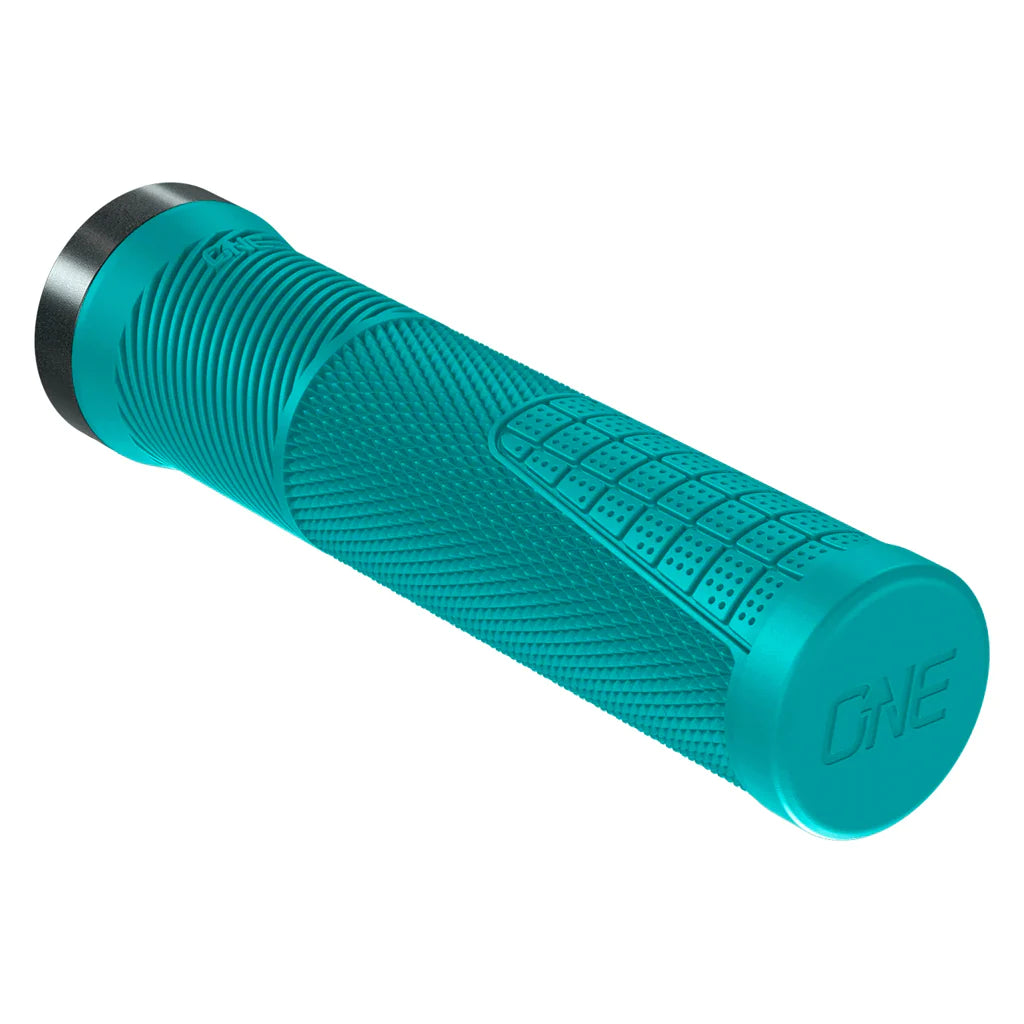 ergonomic satin bike grips-OneUp Thin Lock-On MTB Grips - Turquoise