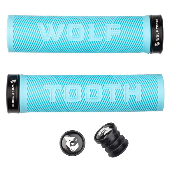 weather-resistant slide-on bike grips-Wolf Tooth Components Echo Lock-On MTB Grips – Teal