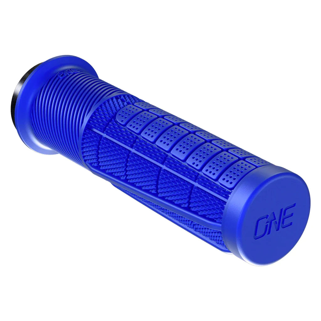 matte finish detachable bike grips-OneUp Thick Lock-On MTB Grips - Blue