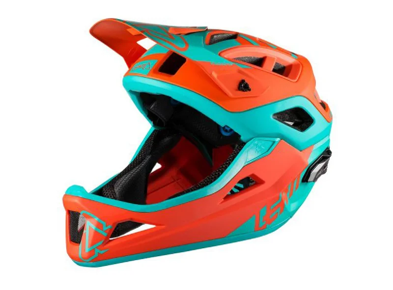 Bicycle helmet ocean friendly-Leatt DBX 3.0 Enduro Full Face Helmet - Orange-Teal