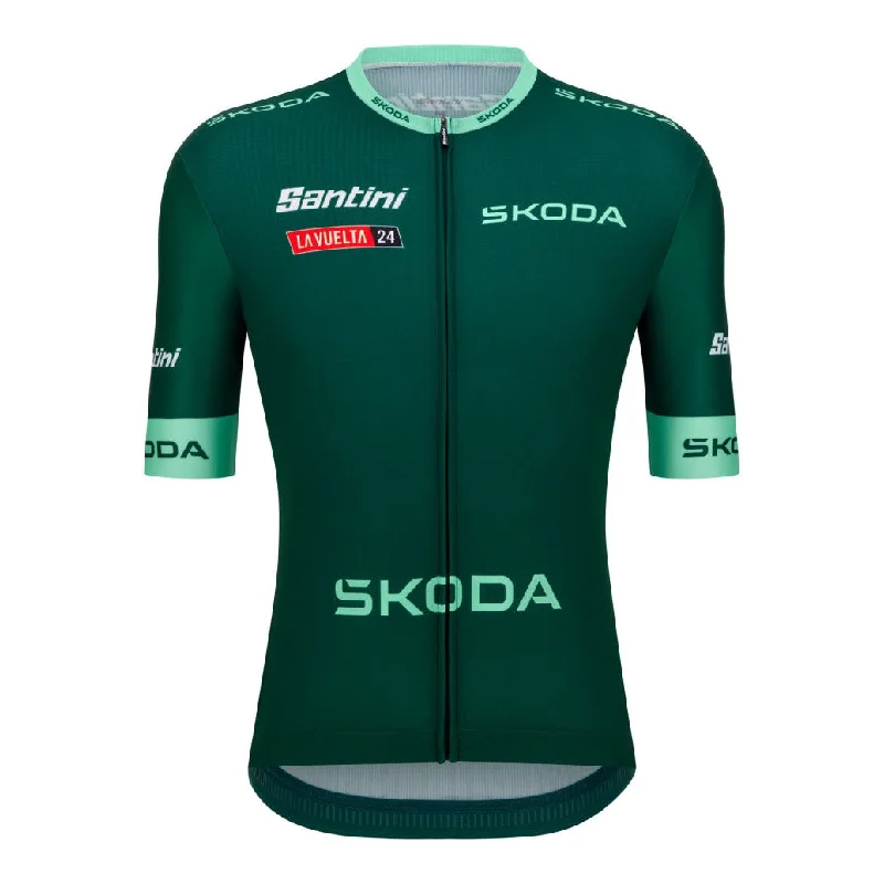 cycling clothing for brisk riders-Maglia Santini Verde Vuelta Espana 2024