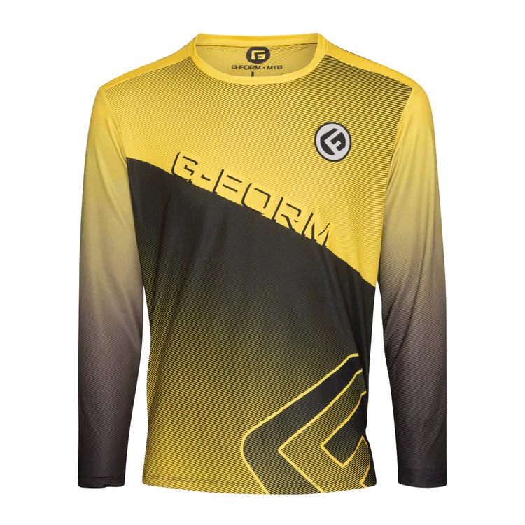 cycling clothing with soft cushion-G-Form Podium Long Sleeve MTB Jersey - Race Yellow