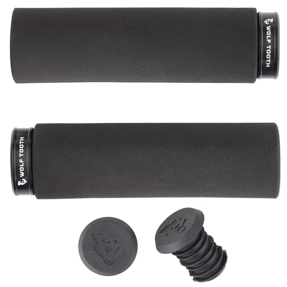 custom training bicycle grips-Wolf Tooth Components Lock-On Fat Paw Grip - Black-Black