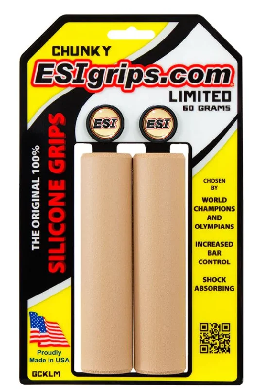 dual-density titanium bike grips-ESI Chunky Silicon MTB Grips - Tan LTD